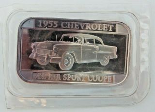 1955 Chevrolet Bel Air Sport Coupe 1 Troy Oz.  999 Fine Silver Bar - Chevy V1212