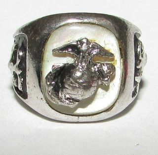 Sterling 1960s Vietnam War United States Marine Corps Infant Ring Pendant