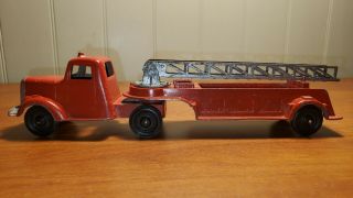 1950s Tootsie Toy 24 Mack L - Line Hook And Ladder Fire Truck 9 " Red (k)