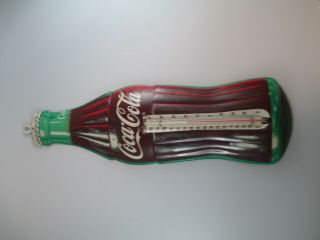 Coca - Cola Vintage Tin Bottle Shaped Thermometer Donasco Made In Usa