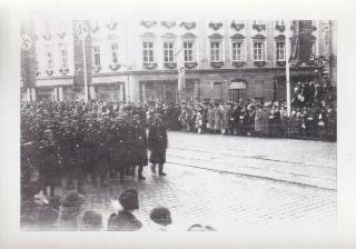 Wwii Snapshot Photo German Troops Marching In City 1930 