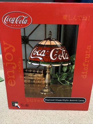Vintage 2000 Coca Cola Stained Glass Style Accent Lamp Not.