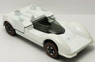 Chaparral 2g - White Enamel,  1969 Usa,  Vintage Hot Wheels Redline
