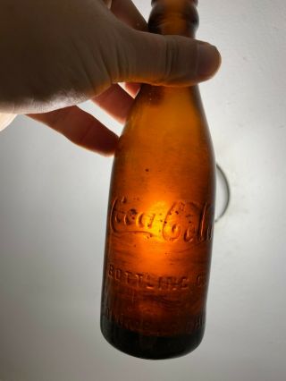 1905 - 1915 Straight Sided Amber Columbus Ohio Coca Cola Bottle Coke