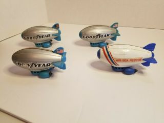 Vintage (3) Buddy L Goodyear Blimps Blue & Silver And (1) Air Sea Rescue Blimp