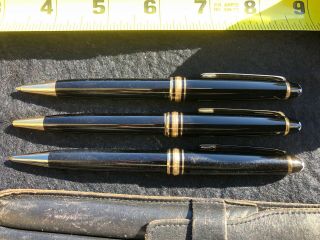 Mont Blanc Ballpoint Pens (3) w leather case 2