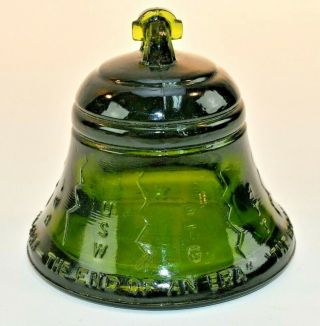 1983 End Of Era Bell Atlantic Break Up Telephone Olive Green Glass Paperweight