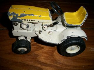 Old Jd John Deere Yellow And White Patio Series Lawn & Garden Toy Tractor,  Farm