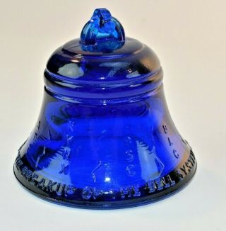 1983 End Of Era Bell Atlantic Break Up Telephone Dark Blue Glass Paperweight