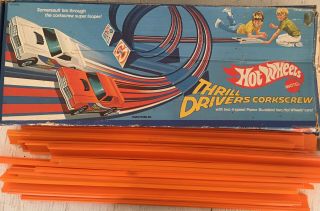 1976 Hot Wheels Thrill Drivers Corkscrew Race Track Box Only With 22 Tracks