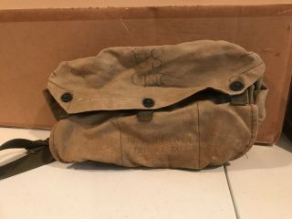 Wwii Ww2 Us Army Military Gas Mask Pouch Made Of Canvas