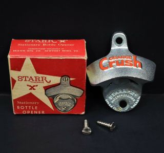 Nos Vintage Starr X Orange Crush Soda Wall Mount Bottle Opener W Box
