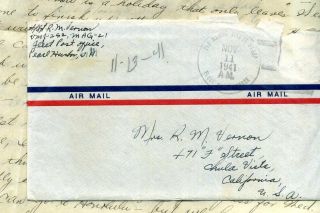 1941 Clipper Mail Usmc Vmj - 252 Mag - 21 Pearl Harbor Ewa Oahu Fmf Locy Type - 3 Fpo
