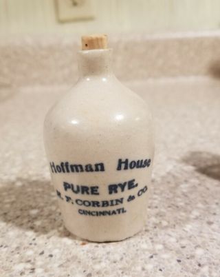 Vintage Minature Hoffman House Rye Whiskey Pottery Advertising Jug Cincinnati