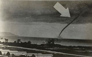 Wwii Waterspout Tornado At Us Air Base On Tinian Island Navy Sailor 