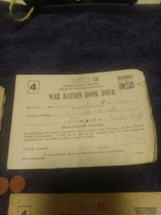 WW II War Ration Books No.  3 & No.  2 with Stamps and 2 OPA Red Points 3