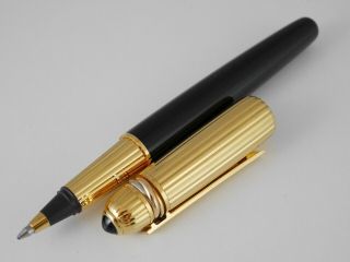Cartier Pasha Black Lacquer And Gold Plated Rollerball Pen