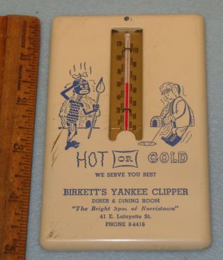 Vintage Norristown Pa Adv Thermometer Birkett’s Yankee Clipper Diner