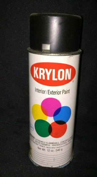 Vintage Krylon Spray Paint Can Ultra Flat Black Graffiti 1602 Aerosol