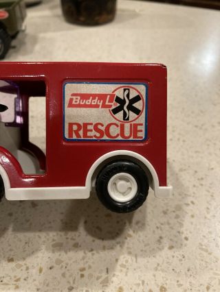 Vintage Old Buddy L Red Toy Diecast Rescue Vehicle Truck Ambulance Made in Japan 2