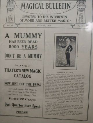 Thayer Magic - The Magical Bulletin 1919 Vol Vii No 8 Arthur Lloyd