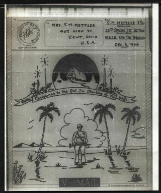 1944 Censored Illustrated V - Mail Letter - No Envelope