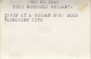 WWII Snapshot Photo GERMAN V - 1 BUZZ BOMB ROCKET BASE 1945 Nordholz 46 2
