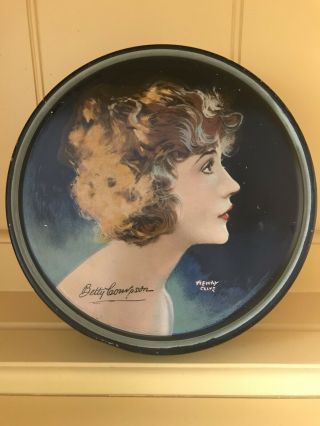 Vintage Canco Beautebox Round Tin Betty Compson Henry Clive 7 1/4 " X 2 1/2 "