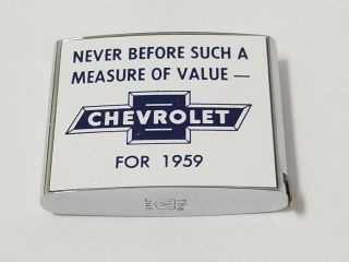 1959 Chevrolet THE LINE - TAPE MEASURE OF VALUE,  Vintage Auto Advertising (NOS) 2