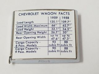 1959 Chevrolet THE LINE - TAPE MEASURE OF VALUE,  Vintage Auto Advertising (NOS) 3