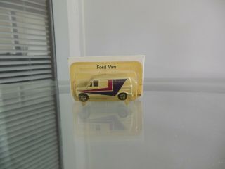Vintage Ertl Ford Van Silver With Purple Tampo In Cut Card Blister M/nm