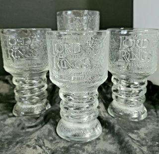4 The Lord Of The Rings December 2001 Clear Drinking Character Glasses