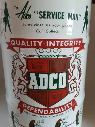 Vintage Ice Bucket Adco " Service Man " Advertising Large Vinyl Lidded