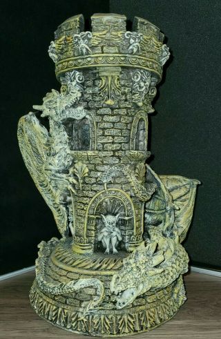 Medieval Wing Dragon Gargoyle Guarding Fort Castle Candle Holder Statue Decor
