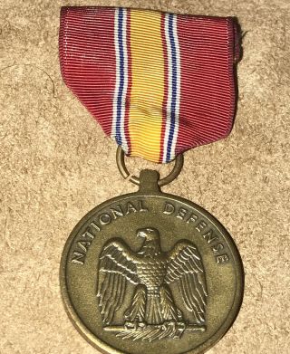Wwii Military National Defense Bronze Medal Award Ribbon Pin - Vintage - 1939 - 1945