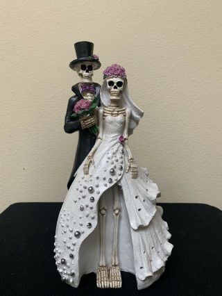 Day Of The Dead Bride And Groom Light Up Fiber Optic Figurine