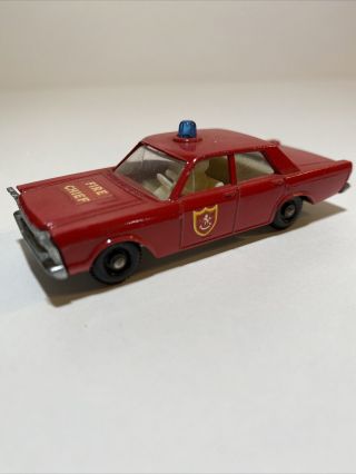 Old Diecast Lesney Matchbox No.  59 Ford Galaxie Fire Chief Car 1966 England
