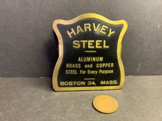 Vintage Brass Advertising Paper Clip,  Harvey Steel,  Boston 34,  Ma