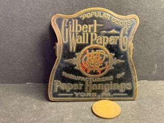 Vintage Brass Advertising Paper Clip,  Gilbert Wallpaper,  York Pa,  Paper Hangings