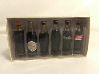 Coca - Cola The Evolution Of The Contour Mini Bottle Display Set Of 6 Real Liquid