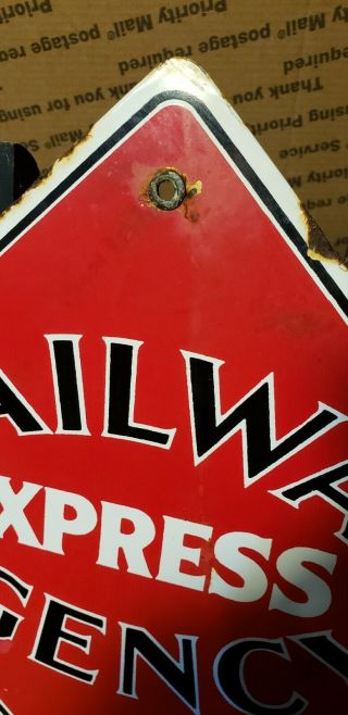 RAILWAY EXPRESS AGENCY porcelain sign vintage horse Wagon railroad train 2