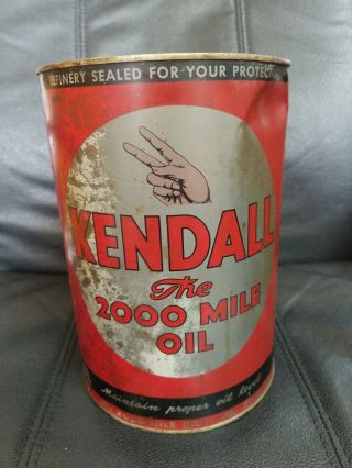 Vintage Kendall 5 Qt.  Oil Can Sae 30