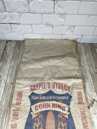True Vtg Seed Corn King Walter Harpel’s Hybrids Company Indiana Feed Sack Bag 2