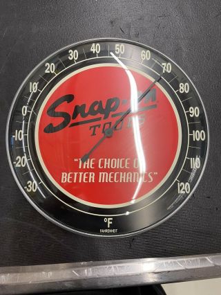 Snap - On Tools Collectible Fahrenheit Thermometer Wall Mount 12 " Round Red Black