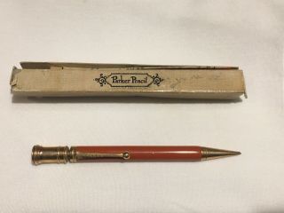 Parker Jr Duofold Orange Mechanical Pencil And Lucky Lock Box With Instructions