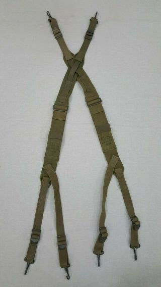 Post Ww2 Korean War Us Army Suspenders 1948 Pistol Belt Suspenders