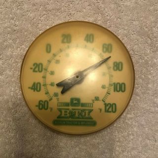 Vintage John Deere Bucklin Tractor Round Thermometer