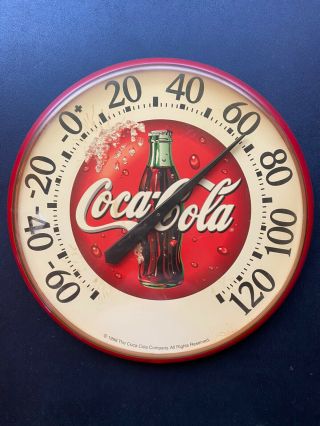 Vintage Coca Cola Brand Outdoor Thermometer 1998 Made In Usa Ship Fast