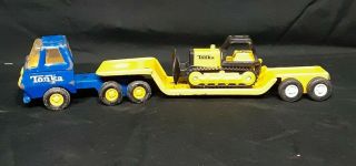 Vintage Tonka Truck,  Flatbed/ Lowboy Trailer And (1994) Tonka Dozer