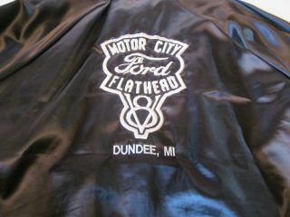 Vintage Auburn Motor City Ford V8 Flathead Satin Racing Jacket Xl Dundee,  Mi